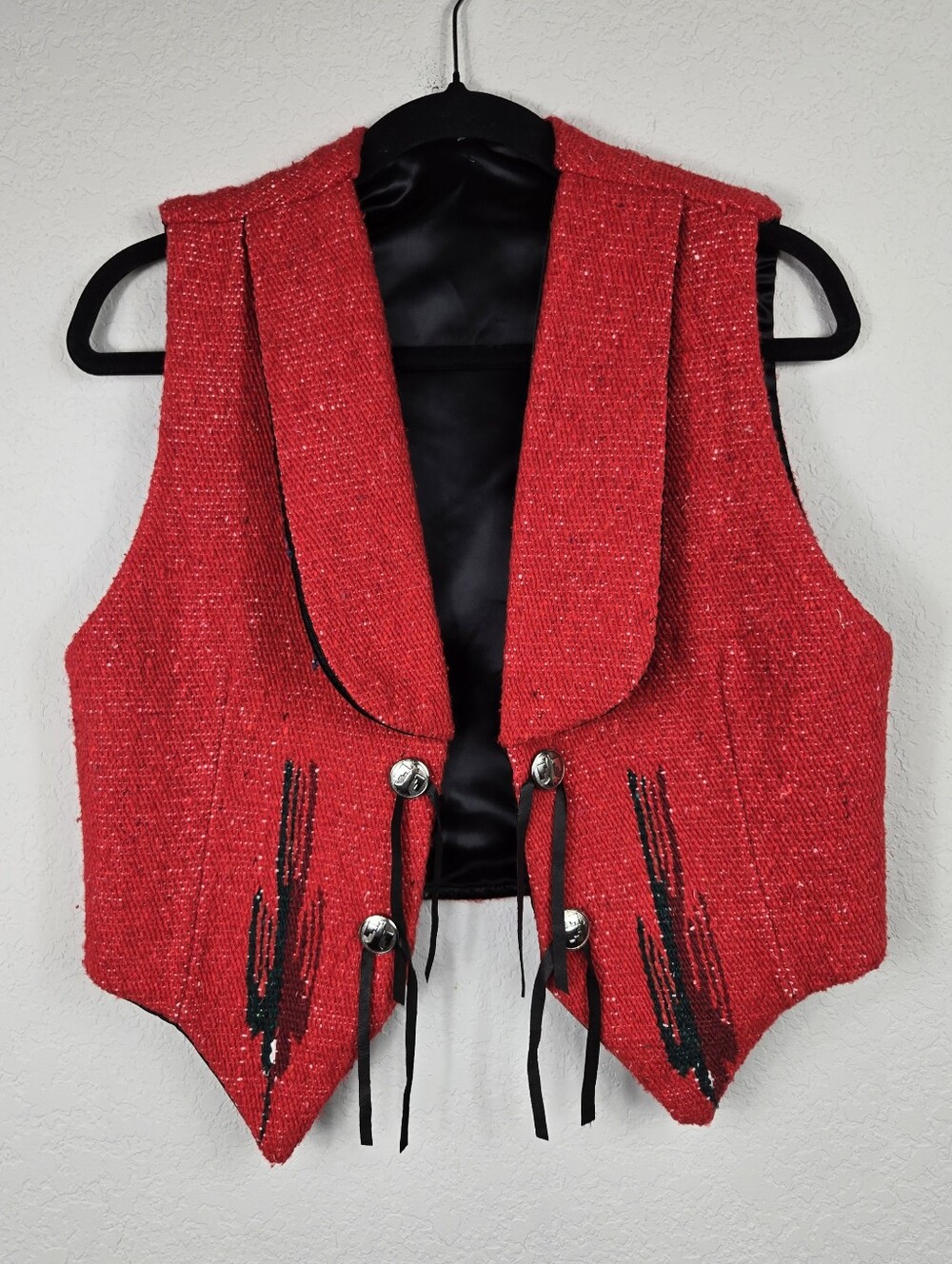 Vintage Dion of Texas Red Southwestern Western Wool Blend Vest Concho Cowgirl PS